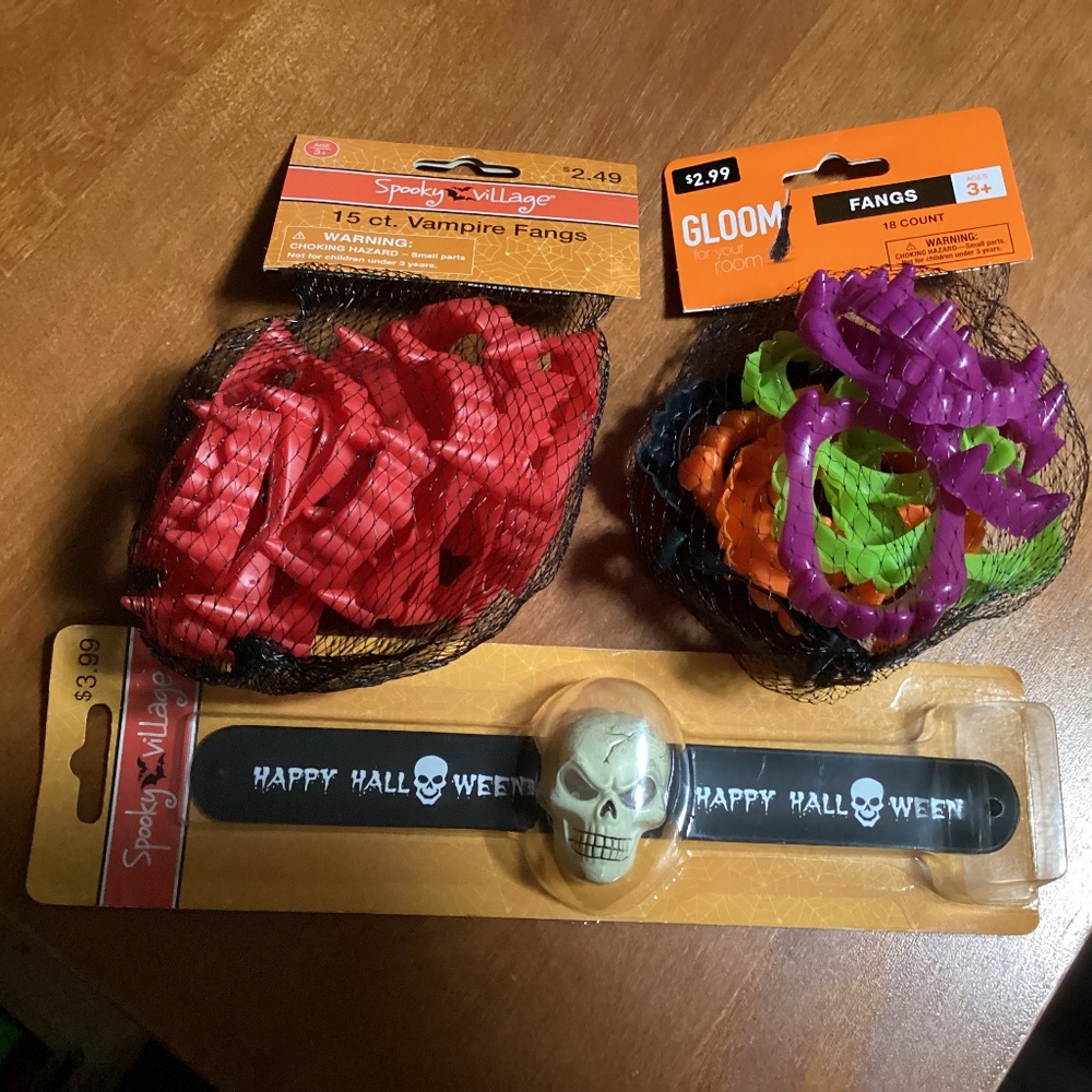 Halloween Vampire Fangs and Light Up Slap Watch Bundle New With Tag